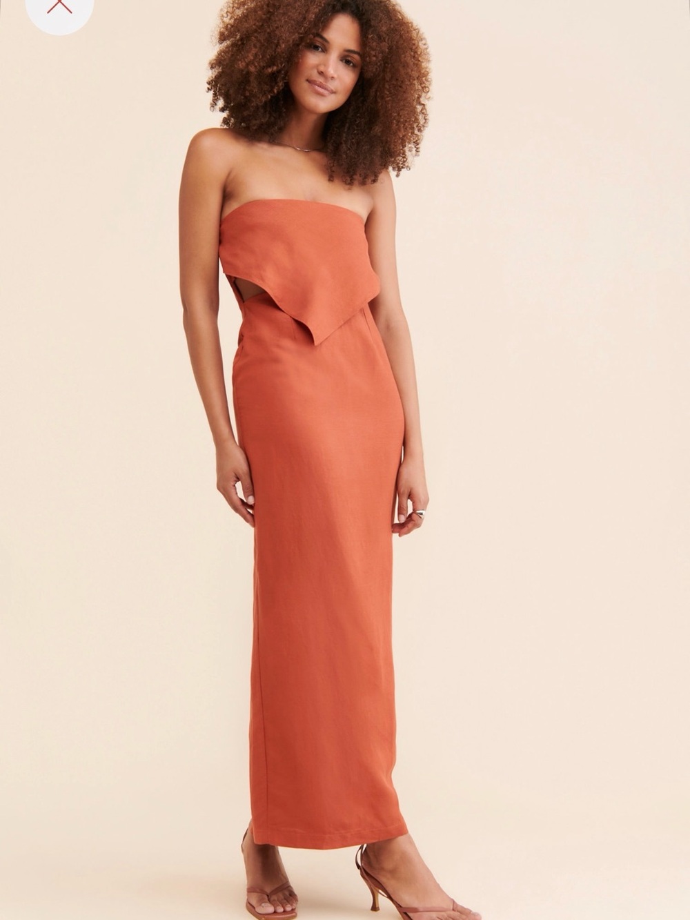 Strapless Rust Orange Column Dress